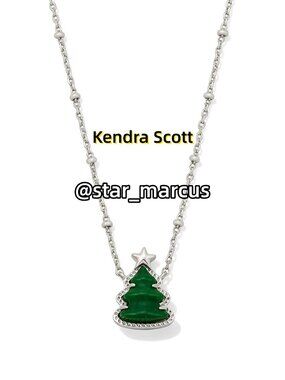 Holiday Tree Silver Short Pendant Necklace